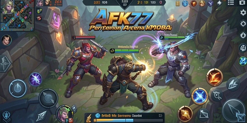 Gameplay mendebarkan di arena pertarungan MOBA.