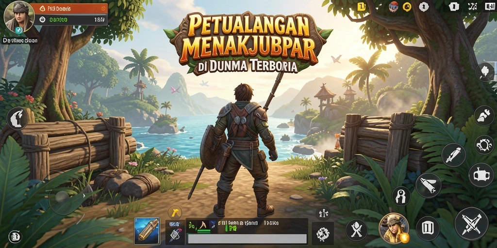 Screenshot D73 menunjukkan keindahan dunia terbuka yang luas.