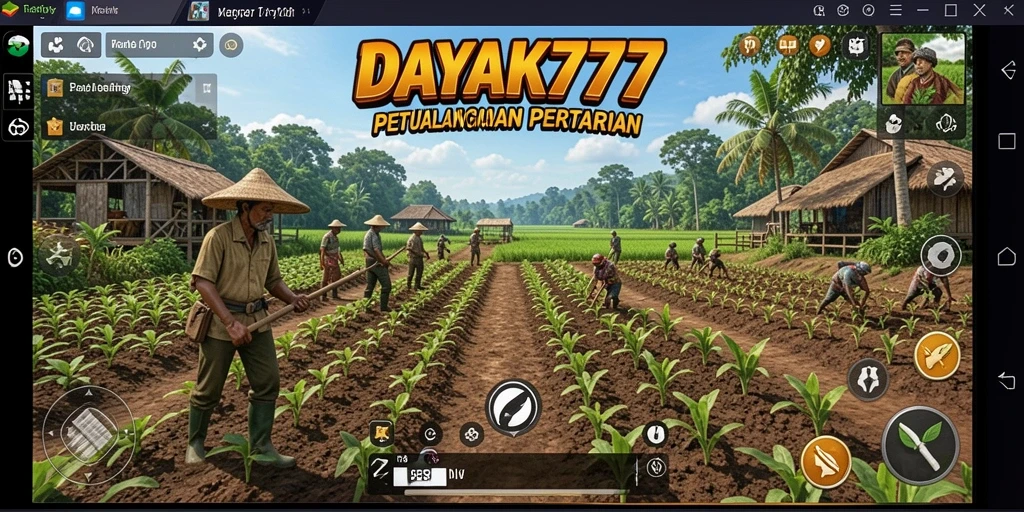 Tampilan gameplay seru dari DAYAK777 yang menampilkan aktivitas bertani.