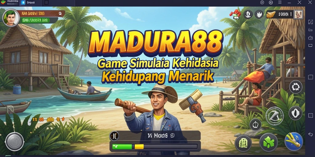 Screenshot utama MADURA88 menampilkan dunia simulasi yang hidup dan interaktif.