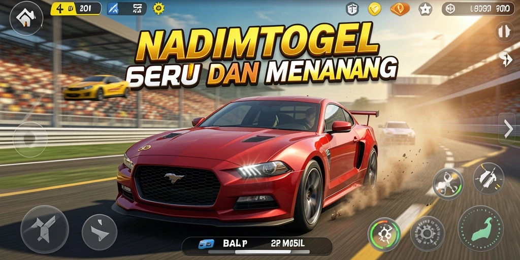 Tangkapan layar gameplay NADIMTOGEL saat balapan di lintasan yang menantang.